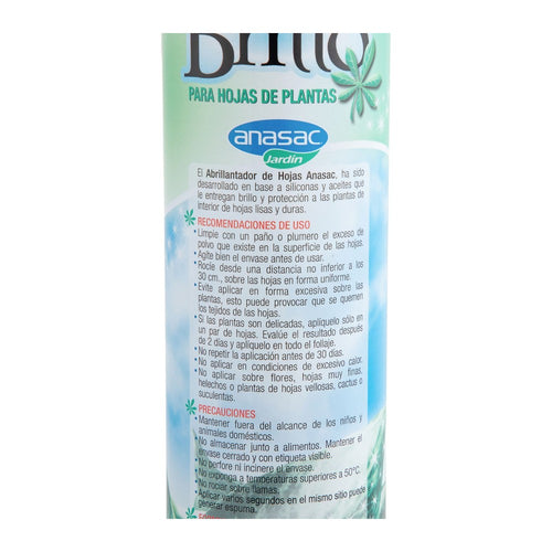 Abrillantador de Plantas en Aerosol Anasac 400 cc (etiqueta)