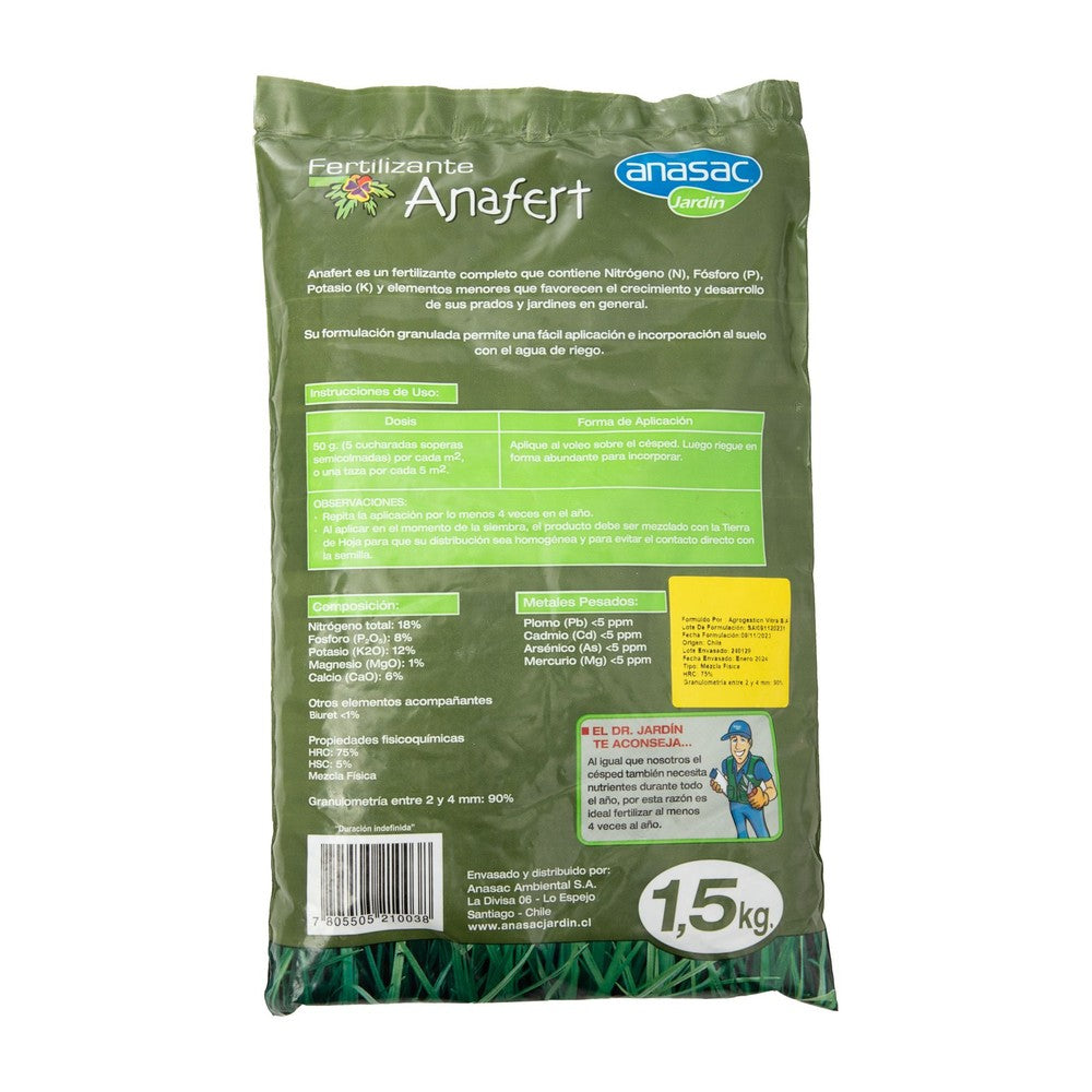 Fertilizante Anafert Anasac 1,5 kg (etiqueta)