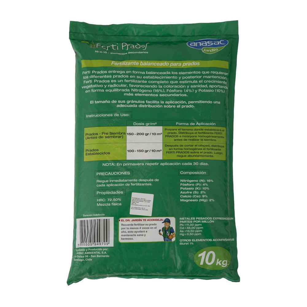 Fertilizante Ferti Prados Anasac 10 kg (etiqueta)
