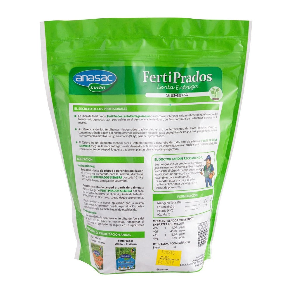 Fertilizante Ferti Prados Starter Lenta Entrega Anasac 1 kg (etiqueta)