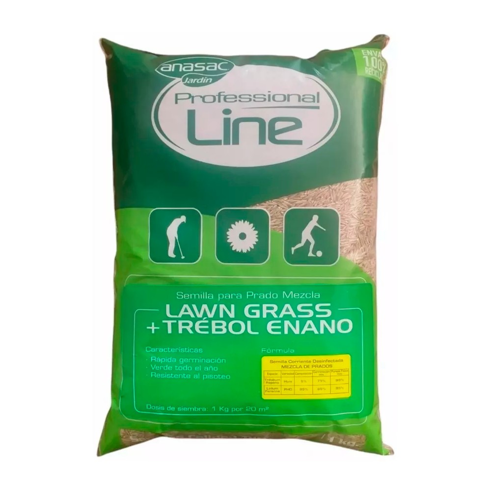Semillas de Pasto Mezcla Lawn Grass con Trébol Anasac 1 kg
