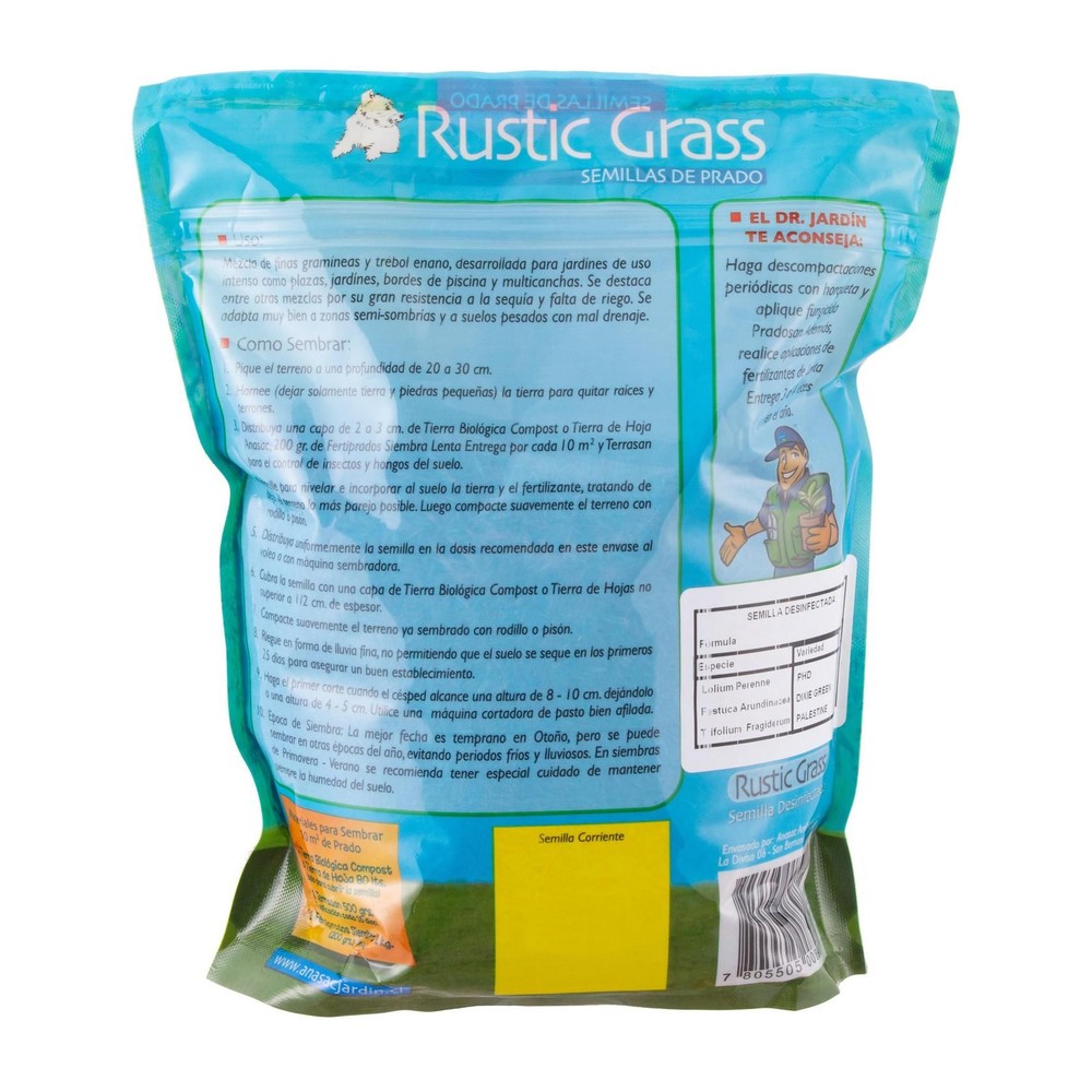 Semillas de Pasto Mezcla Rustic Grass Retail Anasac 1 kg (etiqueta)