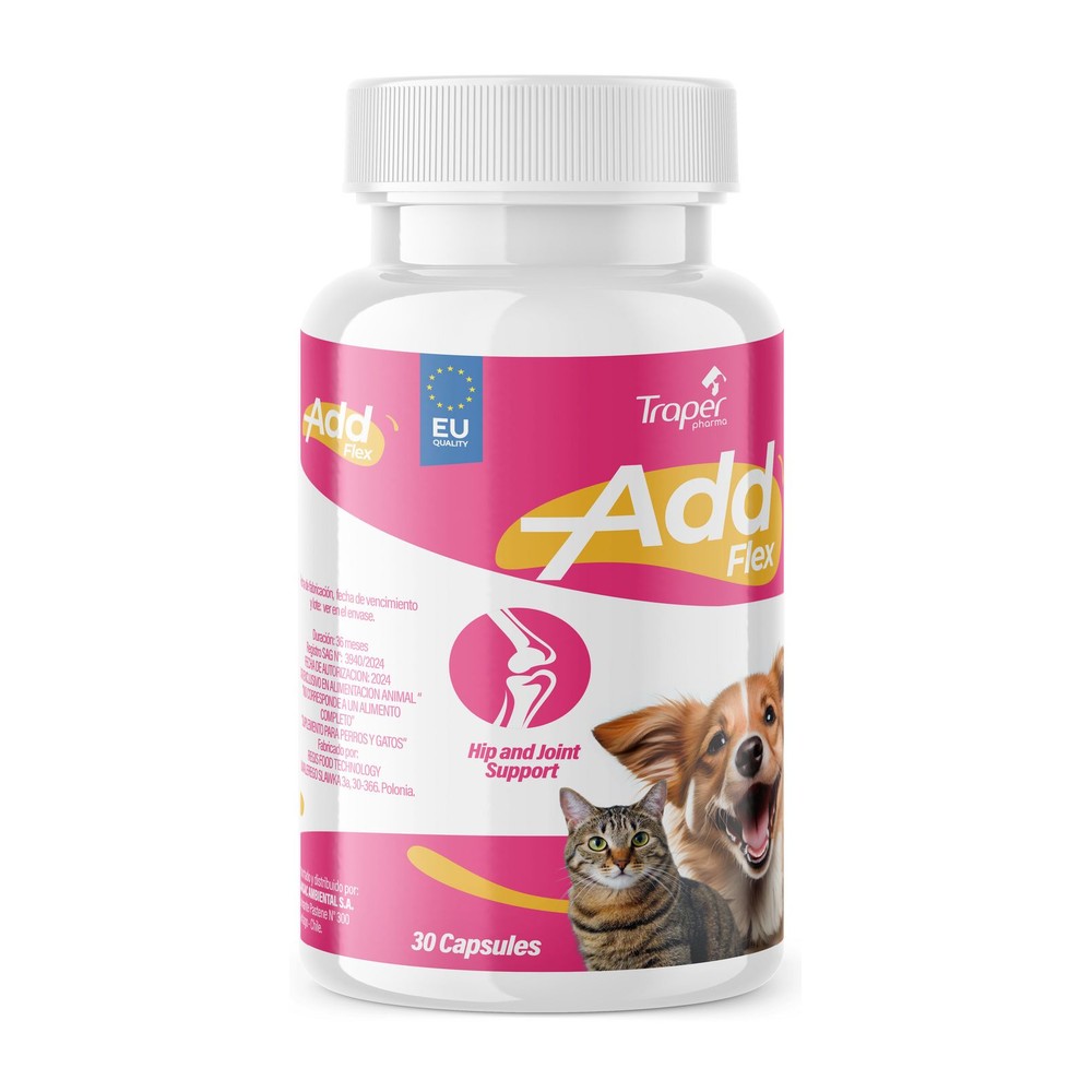 Suplemento Articular para Mascotas Add Flex Active Traper Pharma 30 Cápsulas