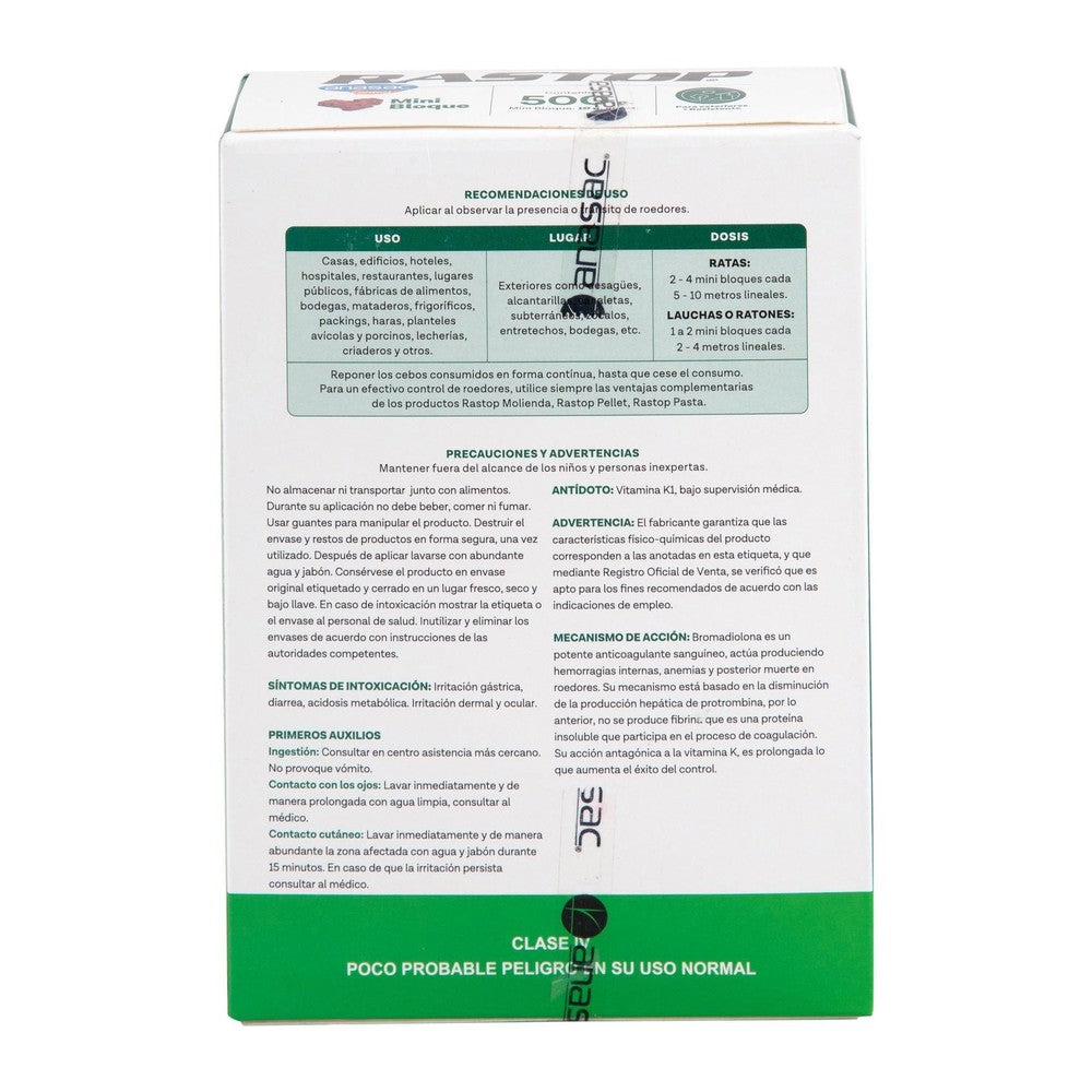 Raticida Rastop Mini Bloque Anasac 500 g (etiqueta)