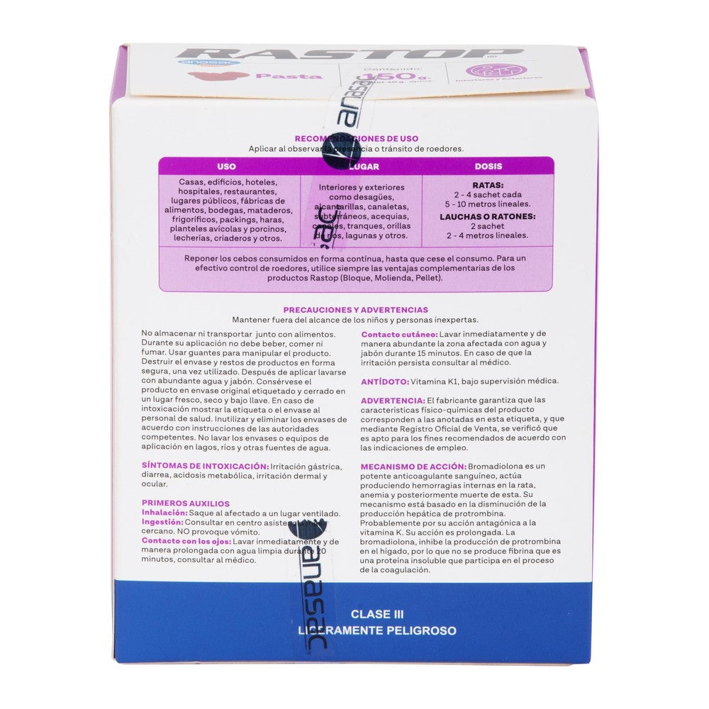 Raticida Rastop Pasta Anasac 150 g (etiqueta)