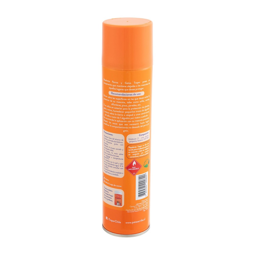 Repelente de Perros y Gatos en Aerosol Traper 440 cc (etiqueta)