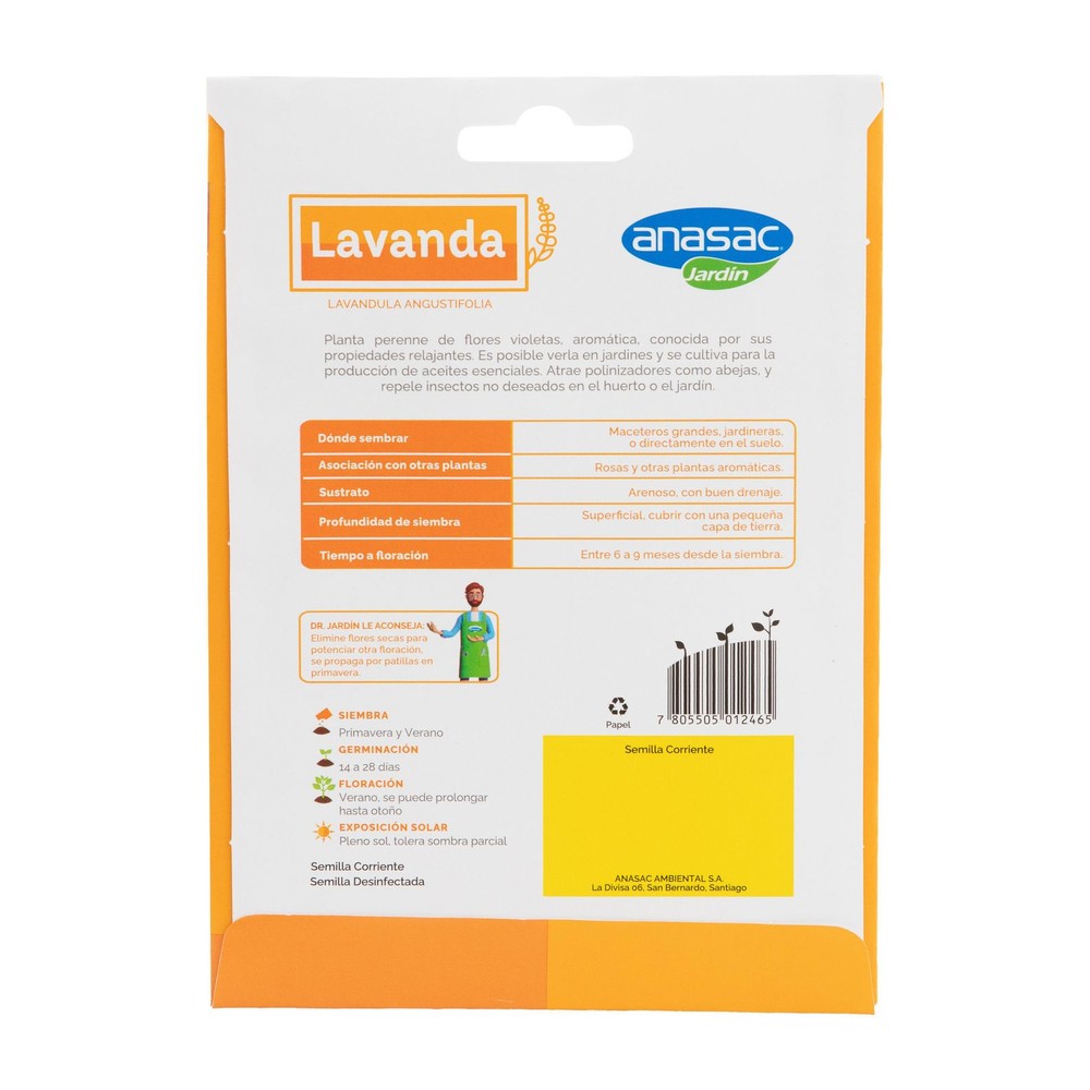 Semillas de Lavanda Anasac 1 g (etiqueta)