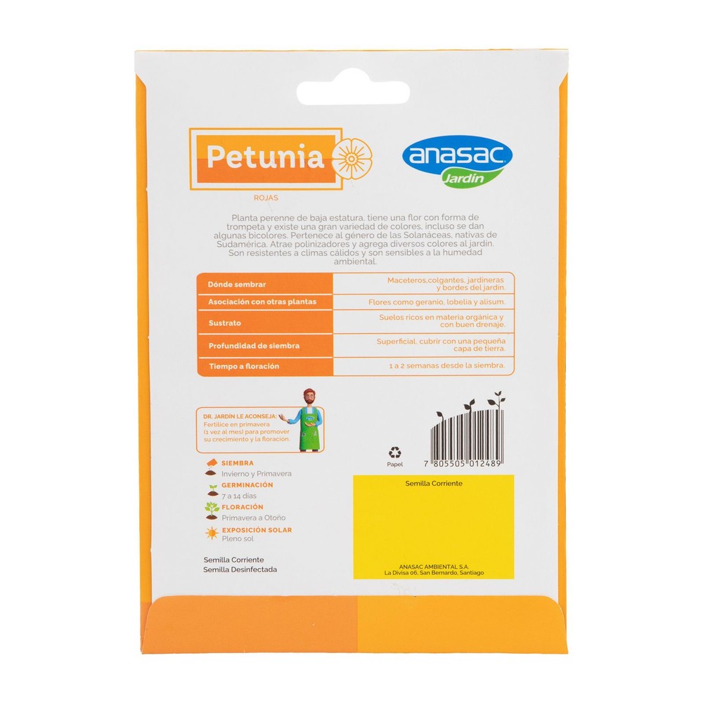 Semillas de Petunia Anasac 0,5 g (etiqueta)