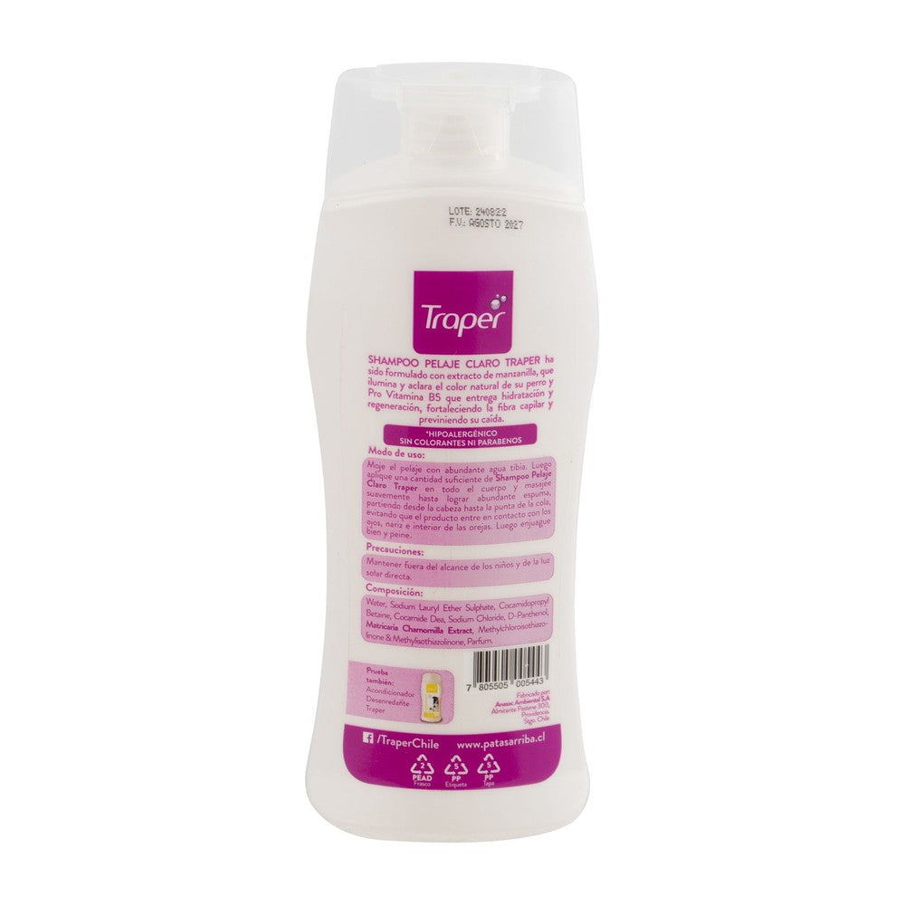 Shampoo para Perros de Pelaje Claro Traper 260 cc (etiqueta)