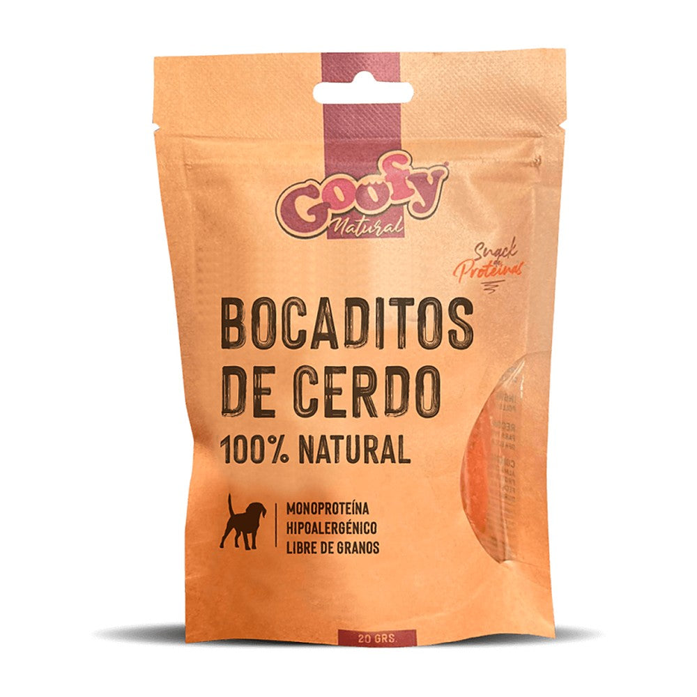 Snack Natural para Perros Bocaditos de Cerdo Goofy 20 g
