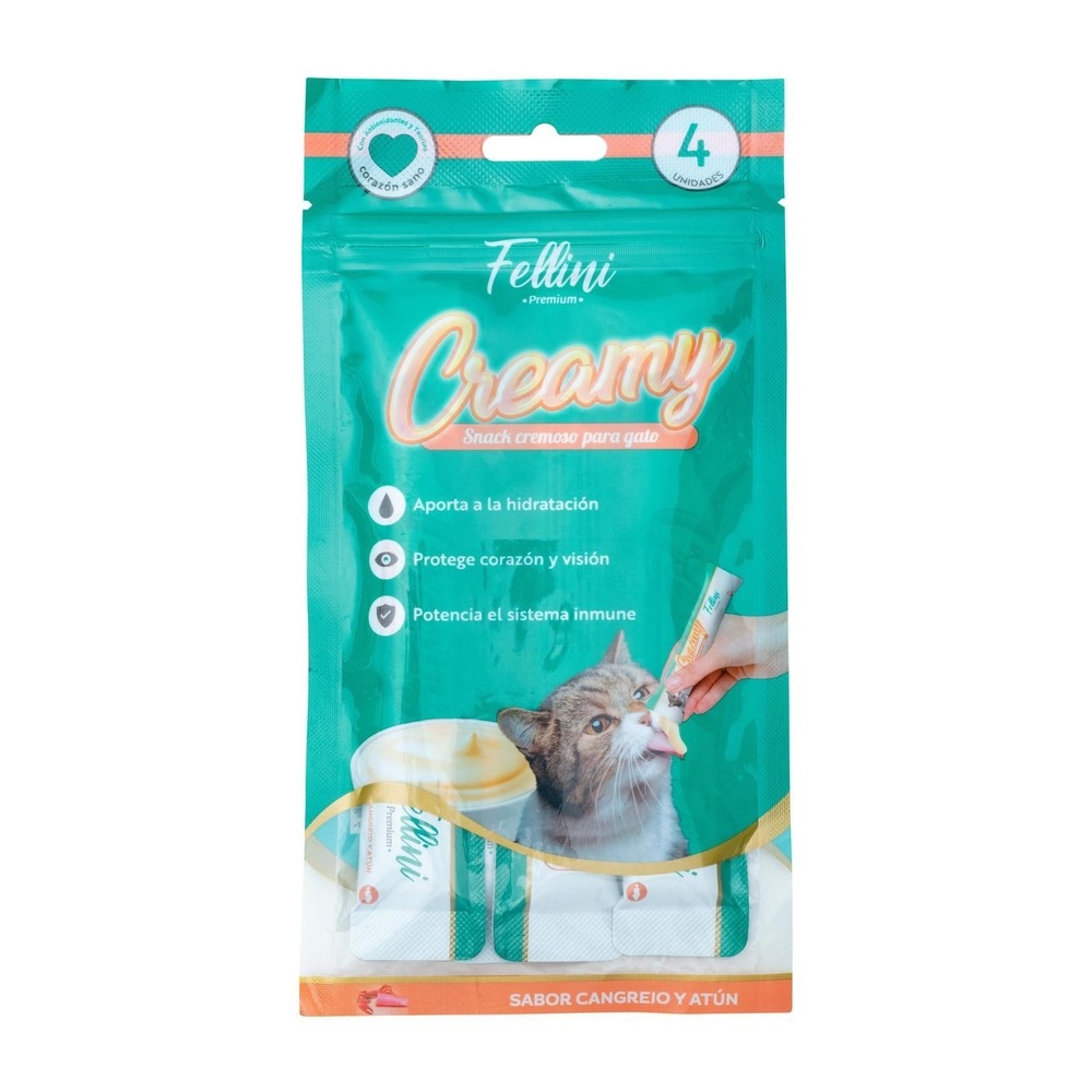 Snack Cremoso para Gatos Creamy Cangrejo y Atún Fellini 60 g