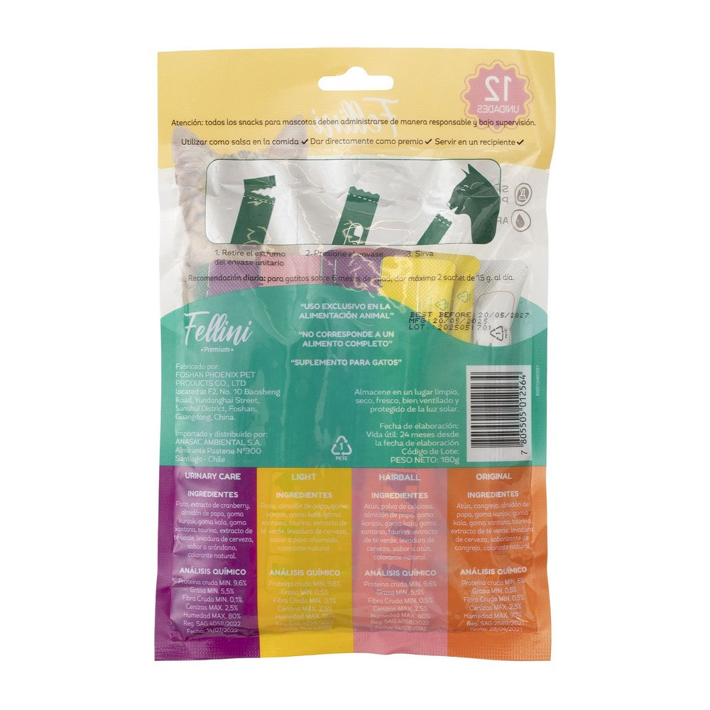 Snack Cremoso para Gatos Creamy Mix Fellini 12 Unidades (etiqueta)